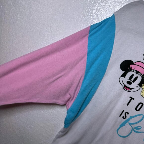 Disney Size XS Oversized Lounge Comfy Long Sleeve Top Mickey Minnie Mouse Goofy - Picture 7 of 9